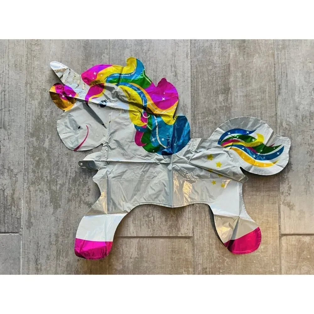 Unicorn Foil Balloon Birthday Party Kids Girls Rainbow No Helium Reusable NEW